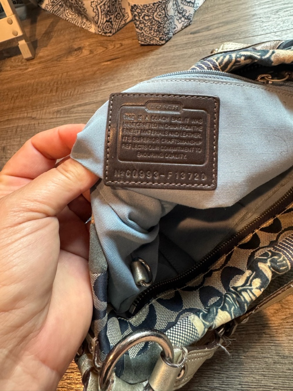 Coach Rare Y2K Denim Patchwork Hobo Purse Shoulder Bag F13720 - Picture 7 of 16